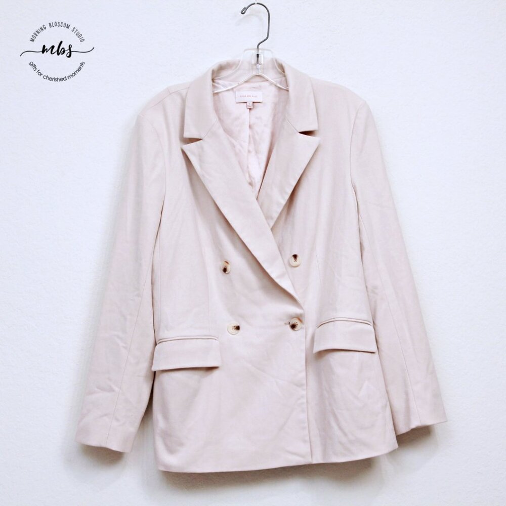 NWOT Skies Are Blue Double Breasted Blazer Cream Women L
